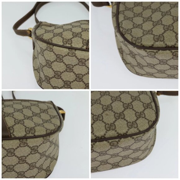 GUCCI GG Supreme Web Sherry Line Bag PVC Beige Gold